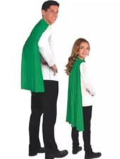 Cape Superhero Costume Adults Kids Dress Up Cosplay Green Red Purple Silver