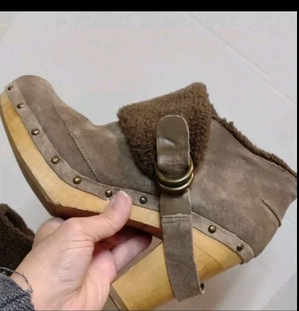 Botines Nine West Plataforma Retro Y2K Cuero Gamuza Tostado Grueso Talla 9.   A8 Foto 2 de 4