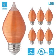 6 Pack Satco S23412 4W=40W LED Bulb Candle Thread Spun Amber Chandelier E26 Base