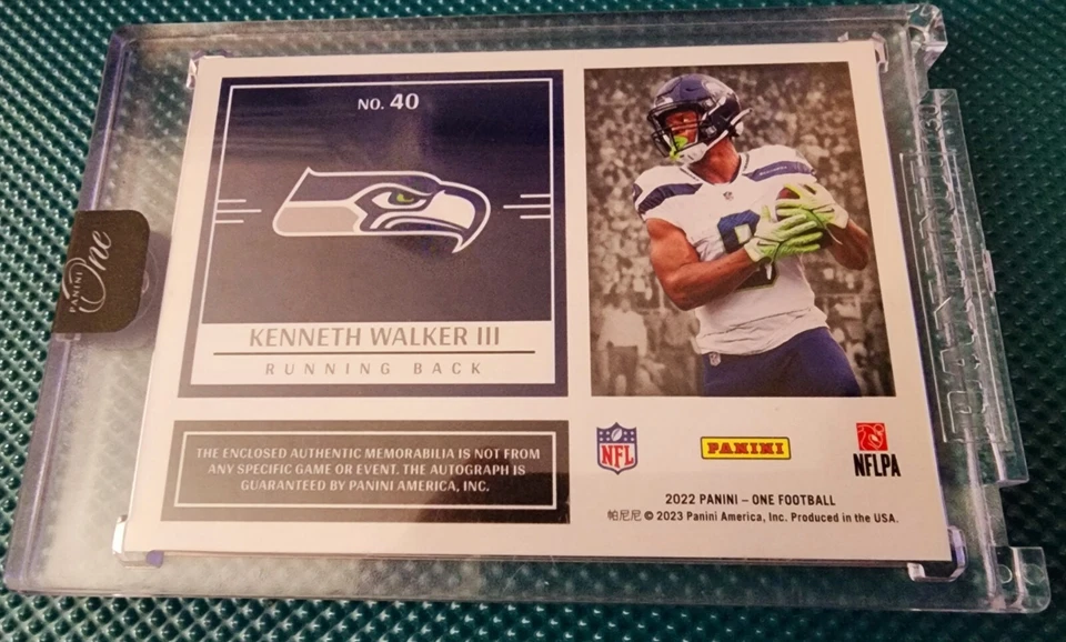 2022 ☄️Kenneth Walker ⚡️🔥RC RPA Panini One Football  /199 Seattle Seahawks🦤 - Image 2 of 2