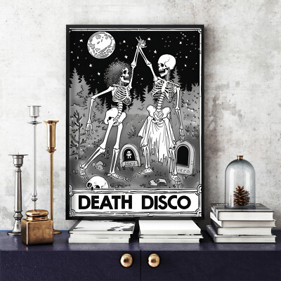 Death Disco Skelett Poster, schwarz-weiß, Death Disco Skelett Druck (47)