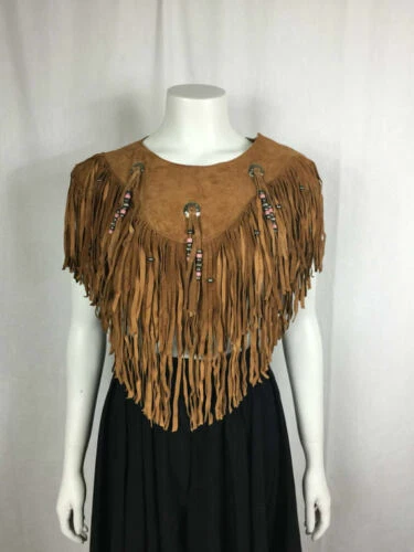 New Women's Western wear Suede Shawl Capelet Poncho with Fringe
