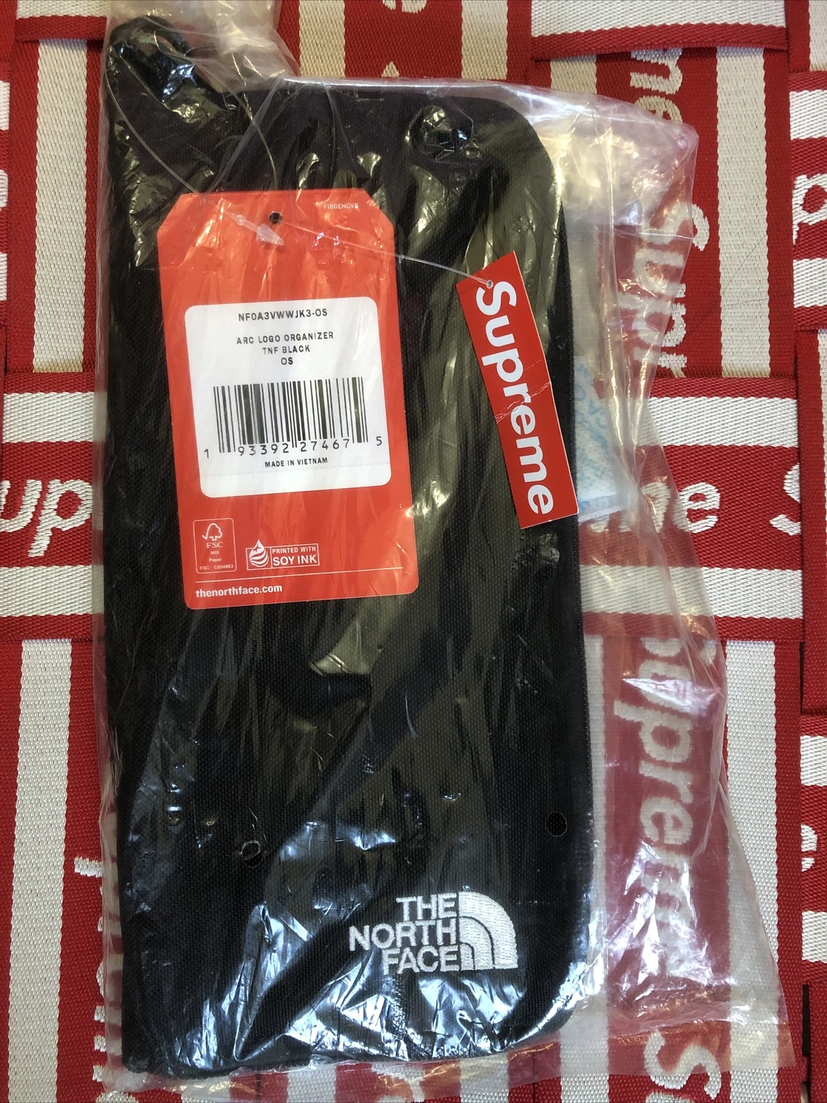 Sac pochette organisateur logo arc noir Supreme x The North Face TNF S/S 2019 DSWT