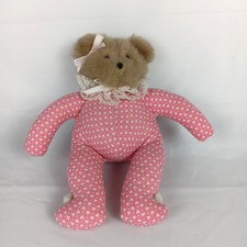 The Hen In The Holly Bear Plush Pink with White Hearts Sitting Teddy Flawed