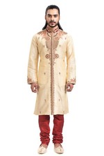 itailorman Men  s Embroidered Gold Kurta Pajama Set Festive Ethnic Wear