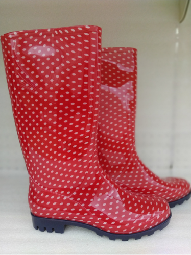 STIVALI IN GOMMA DA DONNA PER PIOGGIA INVERNO STIVALETTI ALTI A POIS IN PVC  | eBay