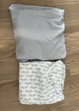SET OF 2 - TADPOLES Gray White Whale Crib Pack N Play Fitted Crib Sheet
