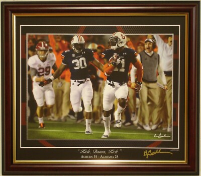 AUBURN vs Alabama Iron Bowl ''Kick Bama Kick'' framed print signed Greg Gamble 