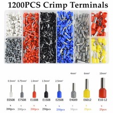 1200Pcs Cable Cord Pin End Bootlace Ferrule Terminal Set Wire Crimp Connectors