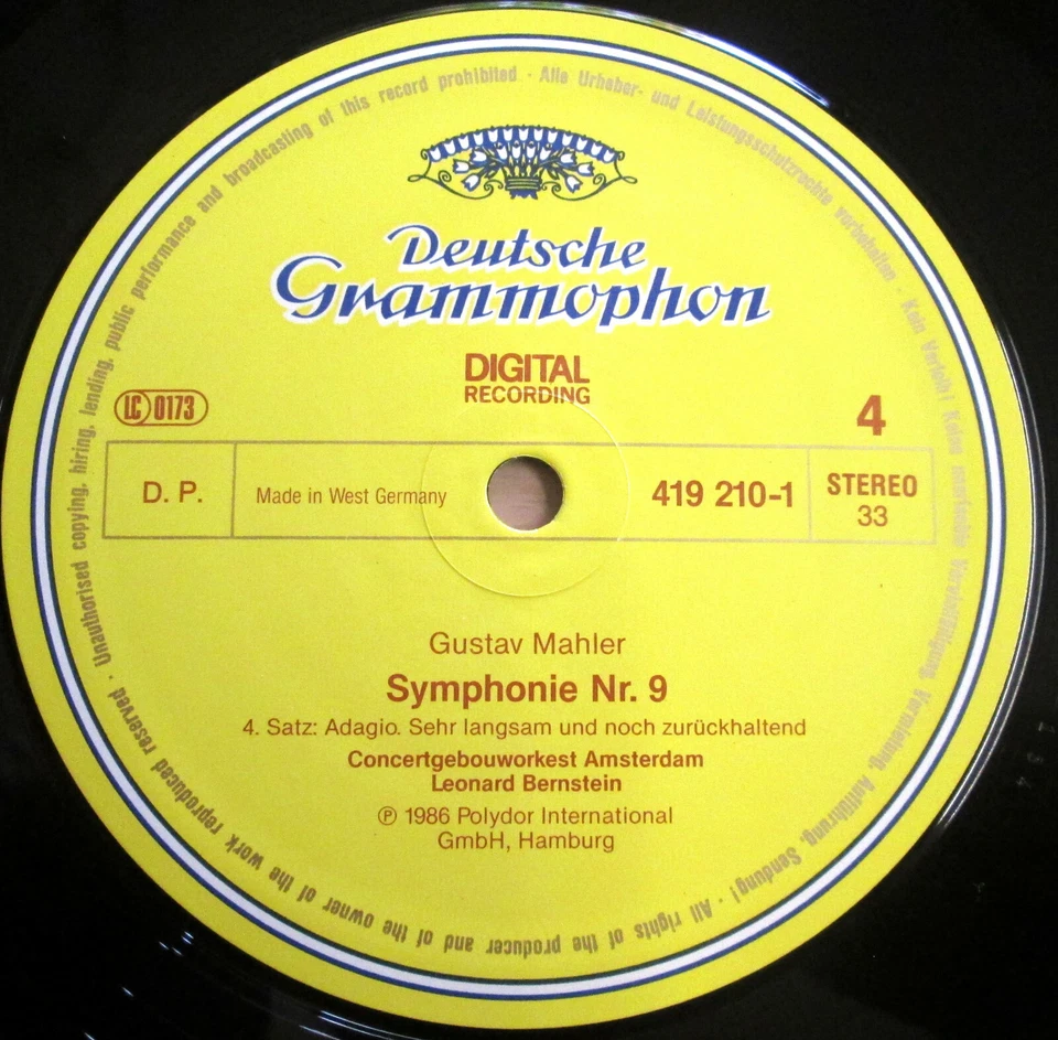 DG 419 208-1 Mahler Symphony no. 9 Bernstein 2LP NEAR MINT West Germany ED1 - Image 3 of 4