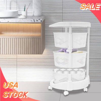 3 Tier Rotating Kitchen Storage Shelf Freestanding Storage Rack Basket Organizer