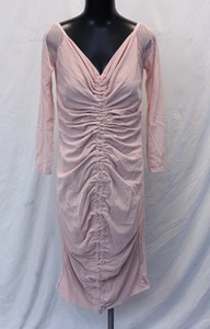 mesh ruched bardot midi dress