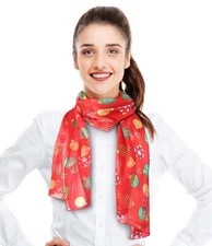 [CBC CROWN] Christmas Scarf, Ornament Theme, Lightweight, Two Sided 13" X 60"