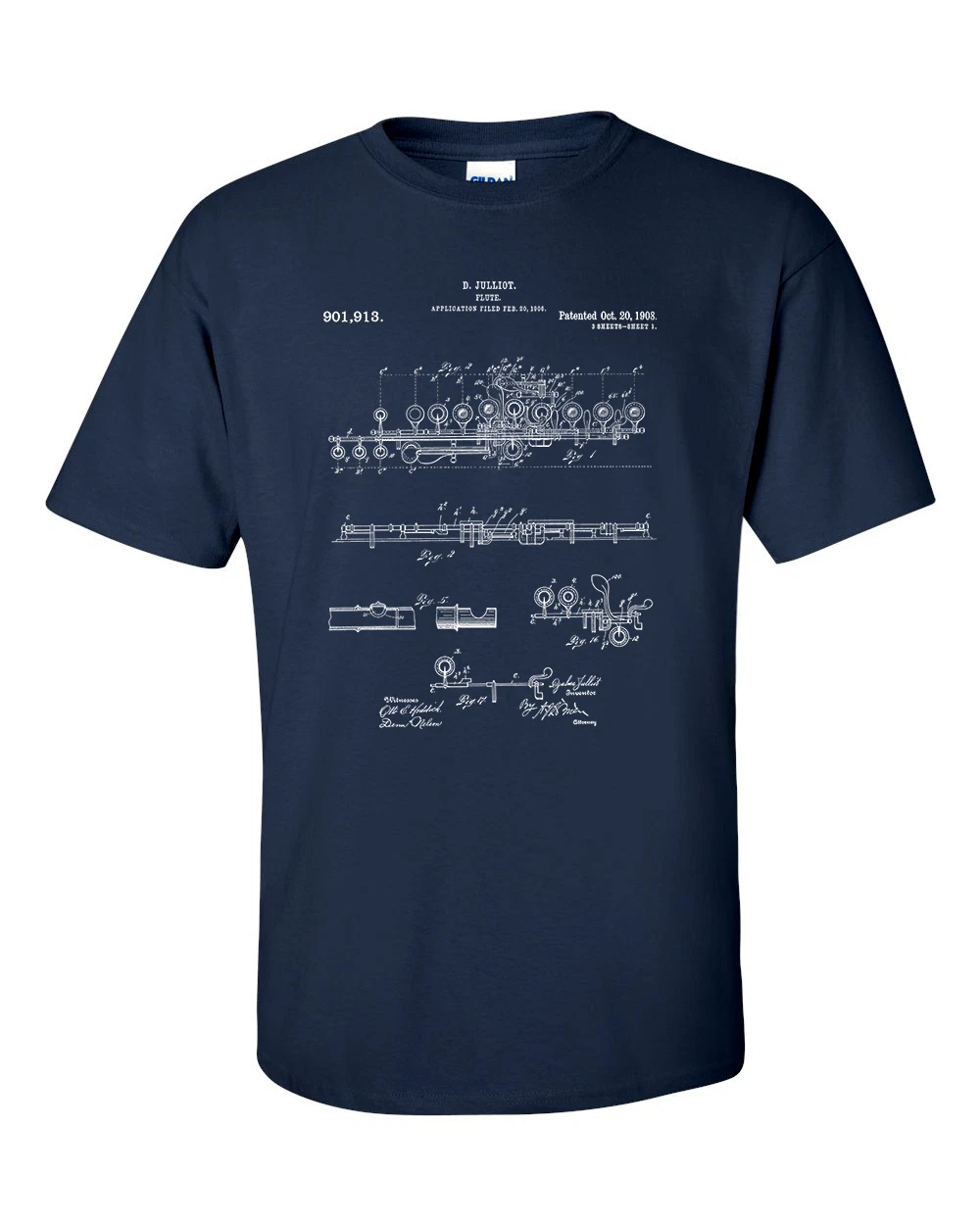 Flute Patent Blueprint Woodwind Instrument Musician T-Shirt
Opens in a new window or tab