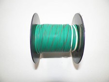 100 FOOT SPOOL 18 GAUGE GXL HI TEMP WIRE GREEN/BROWN STRIPE AUTOMOTIVE  FEET