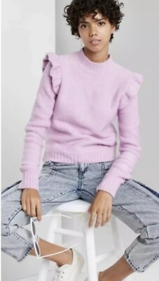 Wild Fable Sweater Lilac Purple Mock Turtleneck Ruffle Pullover Women Sz  Medium