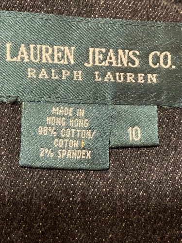 Lauren Jeans Co Jacket Womens Sz 10 Black Denim Ralph Lauren Pockets Gold Button - Picture 11 of 13