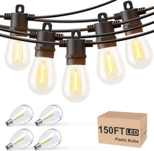 Outdoor String Lights 150 FT, Patio Lights for outside with Shatterproof Bulbs,