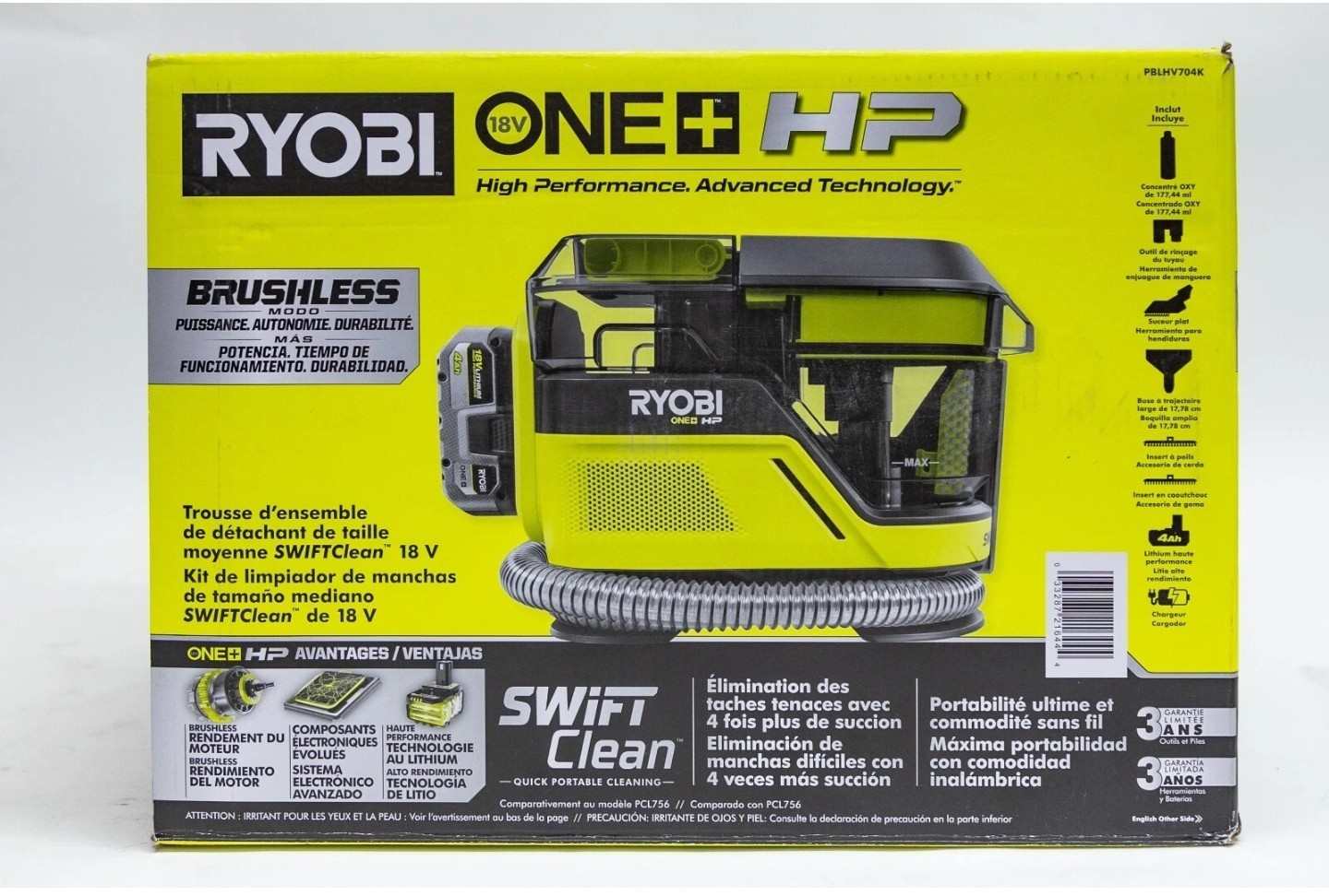 Ryobi 18V ONE+ HP SWIFTClean Mid-Size Spot Cleaner Kit- PBLHV704 (NEW) Tool Only