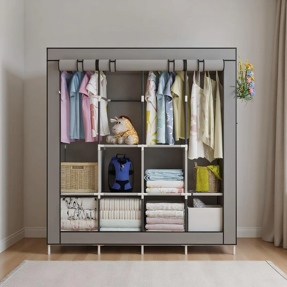 Portable Closet Large Wardrobe Closet Clothes Organizer Storage Shelves 66x67x18 - Image 4 of 4