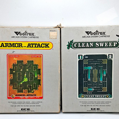 Vectrex Armor Attack / Clean Sweep Game Cartridges Boxed