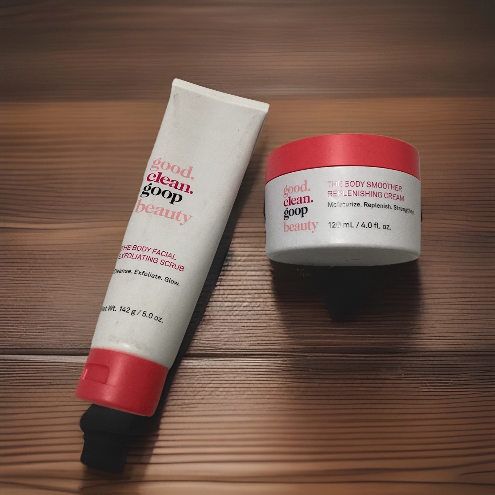 Good Clean Goop Body Smoother Replenishing Cream 4oz & Body Exfoliating Scrub