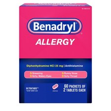 Benadryl Allergy ULTRATAB 60X2 DISPENSIT Travel Pouches 1 Count Pouches of 6 