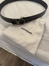 Salvatore Ferragamo Men's Double Gancini Buckle Leather Belt