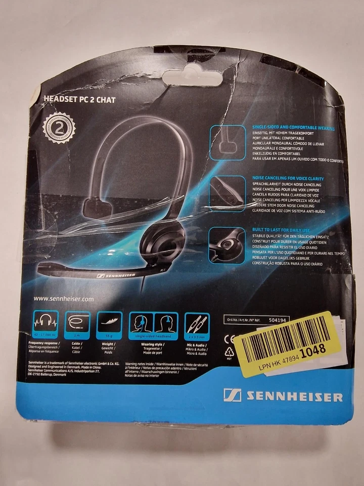 Sennheiser PC 2 CHAT Mono Analog Headset for PC Black USED/Damaged box, photo 2 of 5