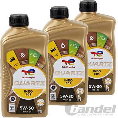 3x 1L TOTAL QUARTZ INEO ECS 5W30 MOTORÖL passend für PSA B71 2290 ACEA C2