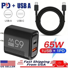 65W Super Fast Charging USB Type C Wall Charger For Samsung iPhone Android Phone