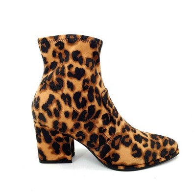 Marc Fisher Shoes Womens Leave 2 Cheetah Ankle Bootie Side Zip Block Heel 6