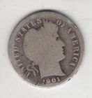 1901-P BARBER DIME 10¢ PHILADELPHIA MINT 90% SILVER COIN UNITED STATES AMERICA
