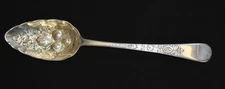 English Sterling Spoon 8" Repousse Bowl Etched Handle Hallmarked