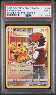 2019 Pokemon SM Sun & Moon Pikachu Cosmic Eclipse Secret 241/236 - PSA 9 MINT