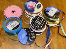 LOT OF 15 VINTAGE RIBBON SPOOLS Satin Shiny 1970 s-80 s Assorted Widths Colors