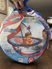 SWIMWAYS INFANT BABY SWIMMING POOL SPRING FLOAT with ADJUSTABLE SUN CANOPY, BLUE