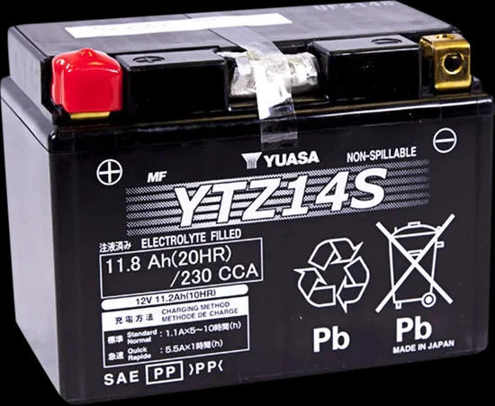 Batería AGM activada de fábrica Yuasa H-P YTZ14S Honda Shadow Spirit 750 01-14 Foto 2 de 4