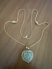 Early Miriam Haskell Nephrite Soft Green Jade color Brushed Gold Necklace 35"