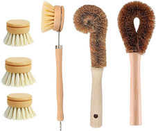 6Pcs Bamboo Dish Brushes Set-Eco-Friendly Wooden Cleaning Brushes