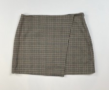 NWT Old Navy High Waisted Wrap Front Mini Skirt Brown Check Plaid Preppy L