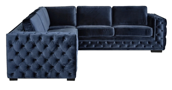 Ecksofa Navy Blau Eckgarnitur Polster Samt Neu MöBel Design Wohnlandschaft Couch-image