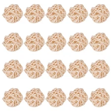 Wicker Rattan Balls 20 Pack 1.2in for DIY Craft Natural Color