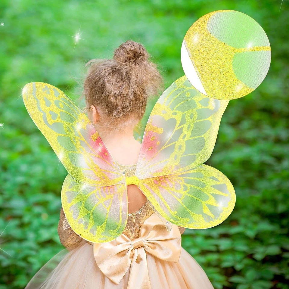 Fairy Wings, Costumes for Kids Butterfly Fairy Wings Sparkle Princess Wings 4PCS - Image 3 of 4