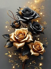Diamond Painting Kits for Adults, Golden Rose 5D Diamond Art Painting for Beg...