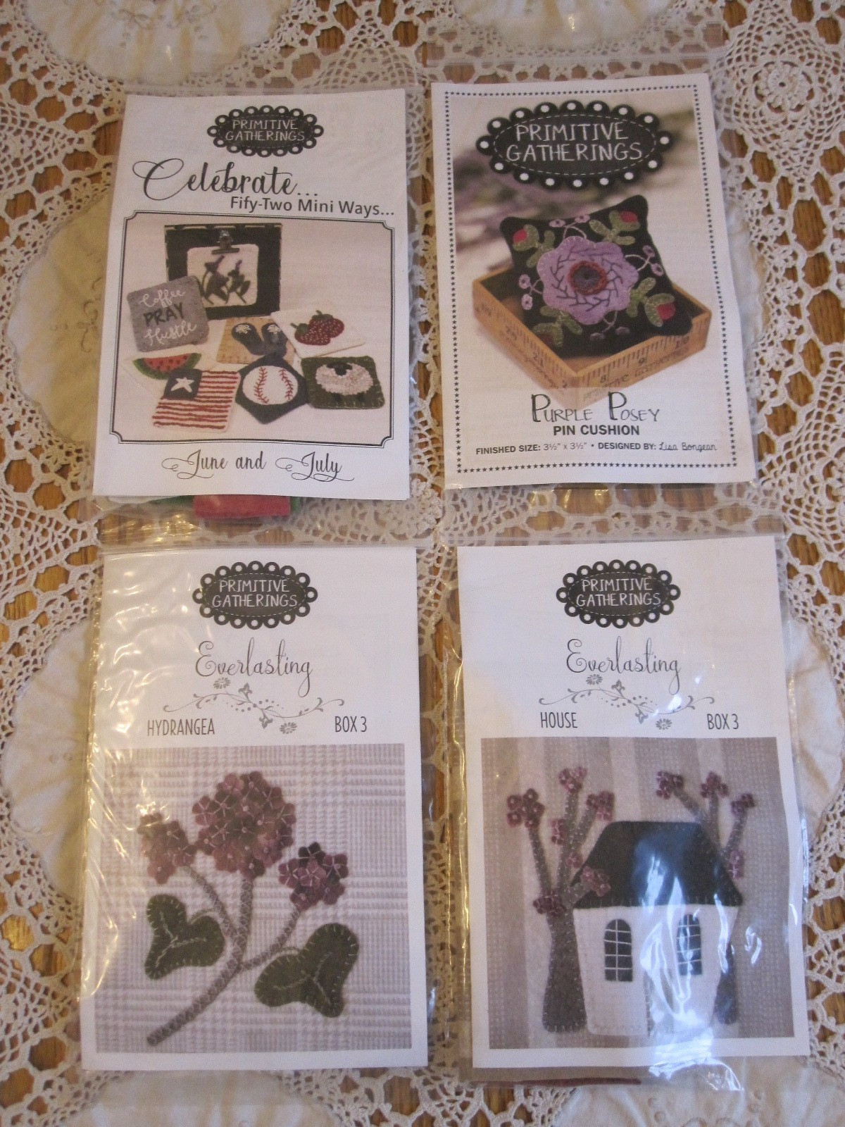 Primitive Gatherings WOOL BOX Applique Patterns Kits Fabric Accessories Extras 3