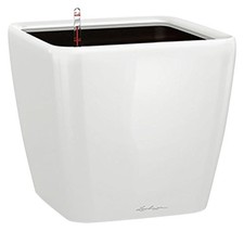 (TG. 35 cm) Lechuza Quadro Premium 35 Set Vaso Completo, Colore Bianco Lucido -