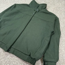 VTG Woolrich Womens Hunter Green 100% Wool Bomber Jacket Size XL Funnel Neck USA