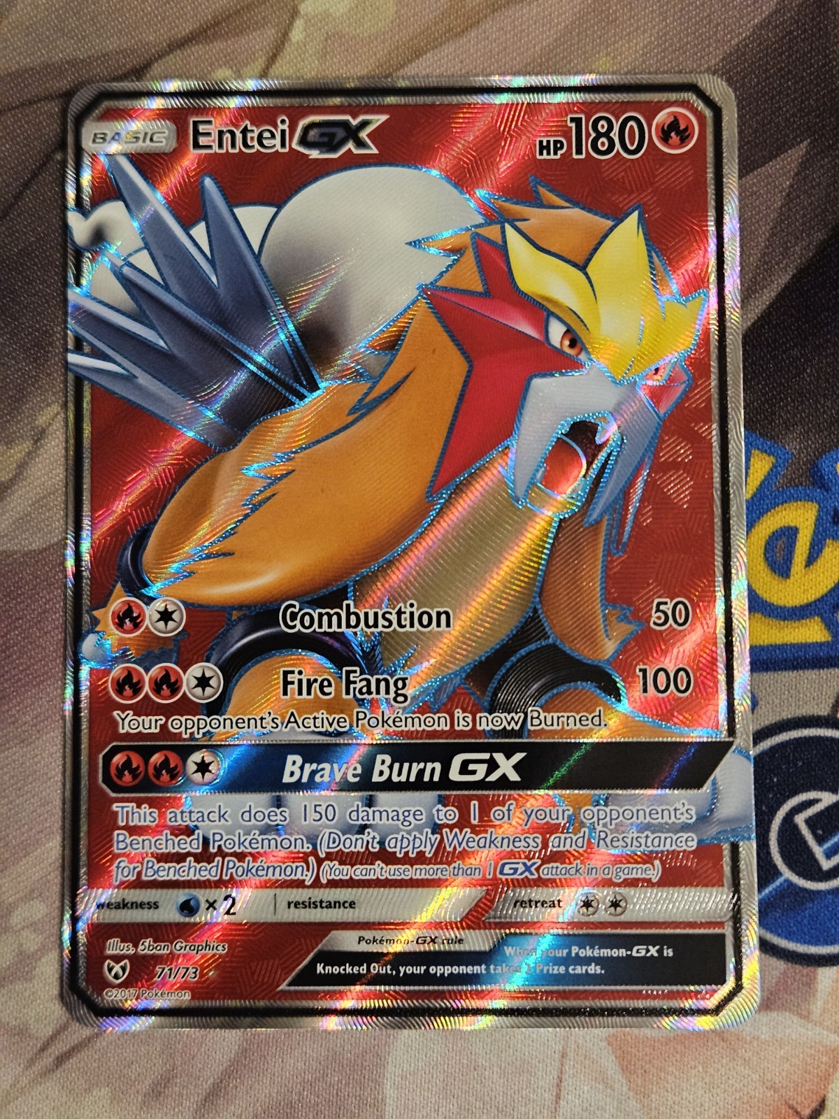 Entei GX - 71/73 - Full Art Ultra Rare Holo Shining Legends - Pokemon TCG NM