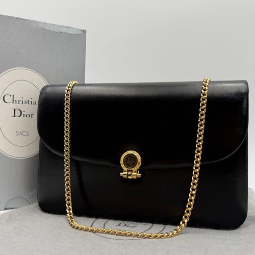 Christian Dior Leather Chain Shoulder Bag Black Pre-owned From Japan